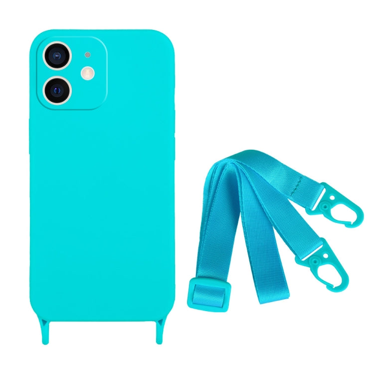 For iPhone 12 Fine Hole Silicone Phone Case with Lanyard
