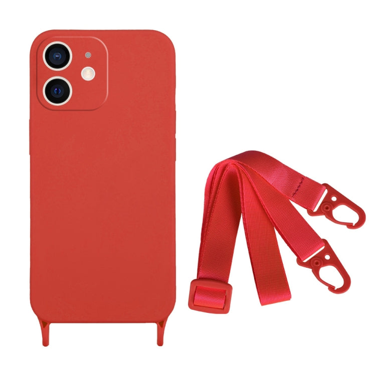 For iPhone 12 Fine Hole Silicone Phone Case with Lanyard