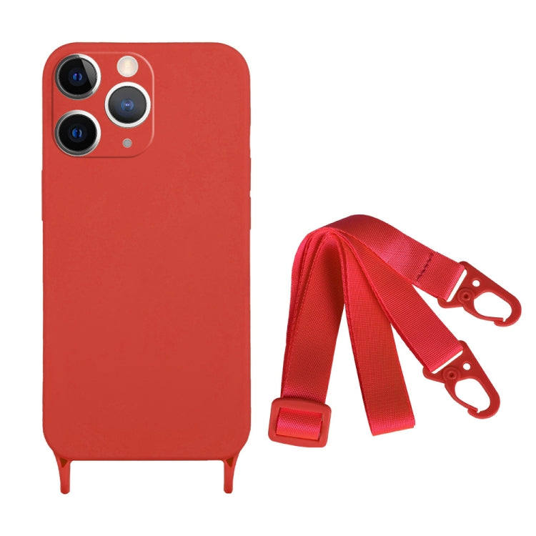 For iPhone 11 Pro Max Fine Hole Silicone Phone Case with Lanyard