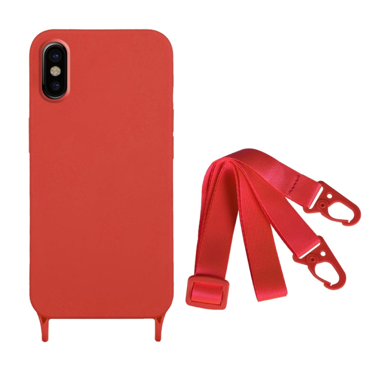 For iPhone XS / X Fine Hole Silicone Phone Case with Lanyard