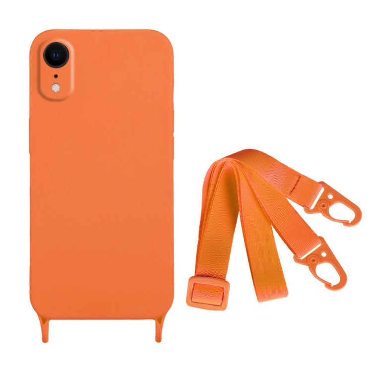 For iPhone XR Fine Hole Silicone Phone Case with Lanyard