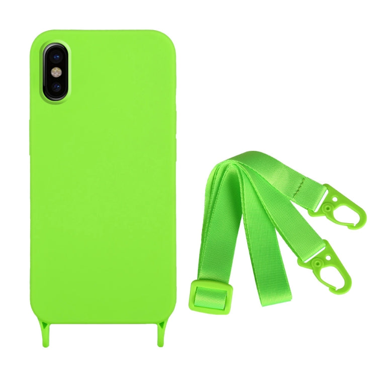 For iPhone XS Max Fine Hole Silicone Phone Case with Lanyard