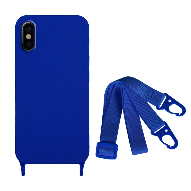 For iPhone XS Max Fine Hole Silicone Phone Case with Lanyard