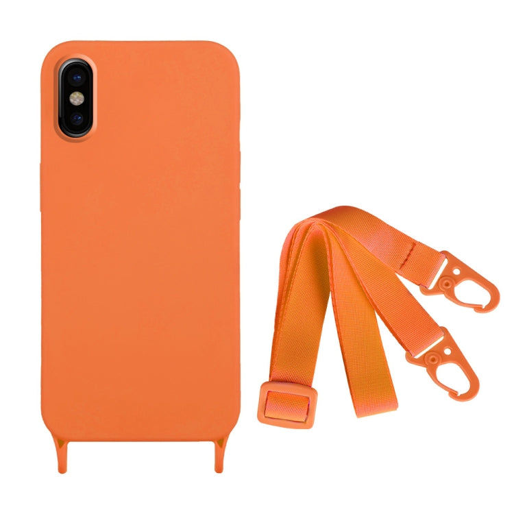 For iPhone XS Max Fine Hole Silicone Phone Case with Lanyard