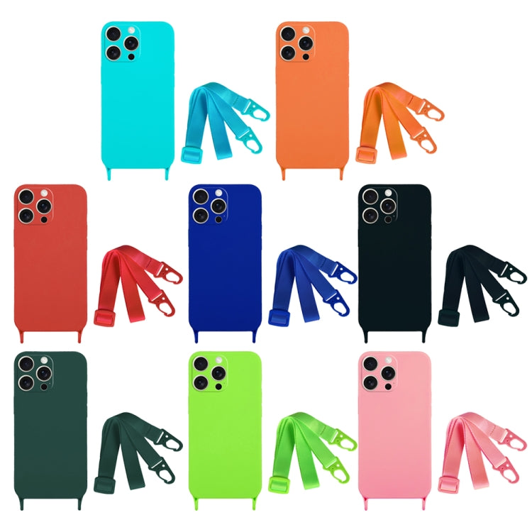 For iPhone 13 Pro Fine Hole Silicone Phone Case with Lanyard