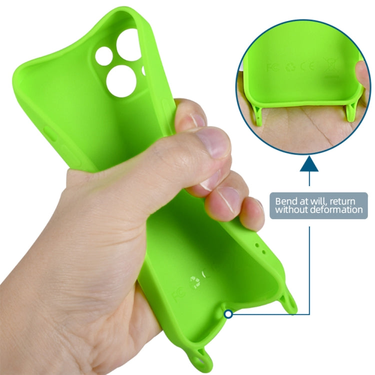 For iPhone 13 Pro Fine Hole Silicone Phone Case with Lanyard