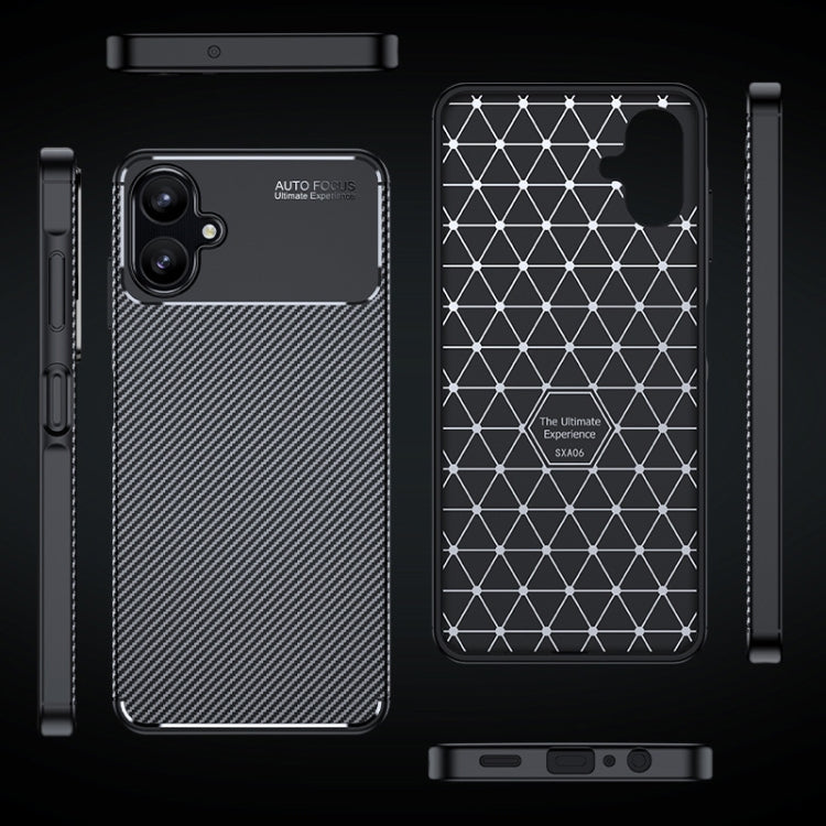 For Samsung Galaxy A06 4G Carbon Fiber Texture Shockproof TPU Phone Case - Black