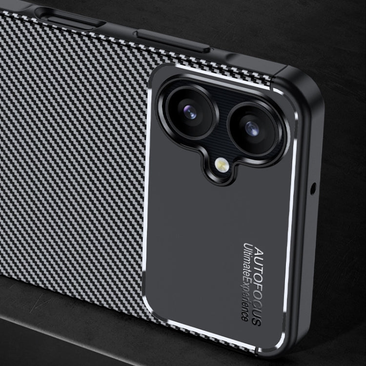 For Samsung Galaxy A06 4G Carbon Fiber Texture Shockproof TPU Phone Case - Black