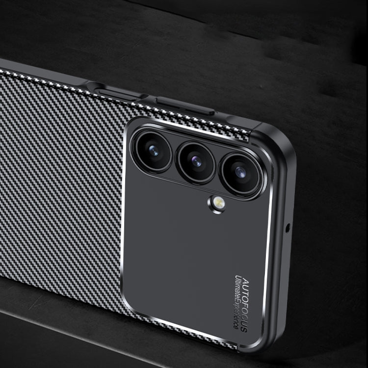 For Samsung Galaxy A16 5G Carbon Fiber Texture Shockproof TPU Phone Case - Black
