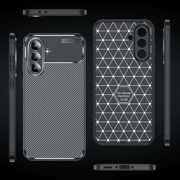 For Samsung Galaxy A56 5G Carbon Fiber Texture Shockproof TPU Phone Case - Black