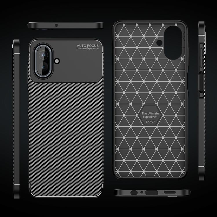 For Samsung Galaxy A07 4G Carbon Fiber Texture Shockproof TPU Phone Case - Black