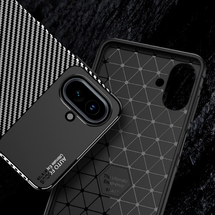 For Samsung Galaxy A07 4G Carbon Fiber Texture Shockproof TPU Phone Case - Black