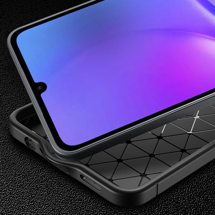 For Samsung Galaxy A07 4G Carbon Fiber Texture Shockproof TPU Phone Case - Black