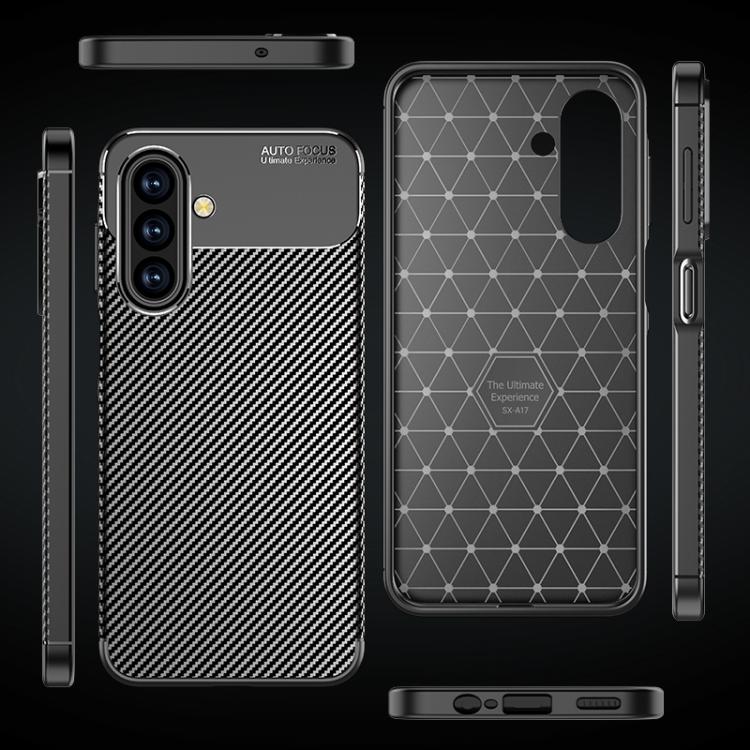 For Samsung Galaxy A17 5G Carbon Fiber Texture Shockproof TPU Phone Case - Black