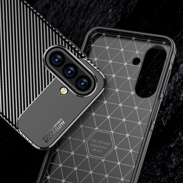 For Samsung Galaxy A17 5G Carbon Fiber Texture Shockproof TPU Phone Case - Black