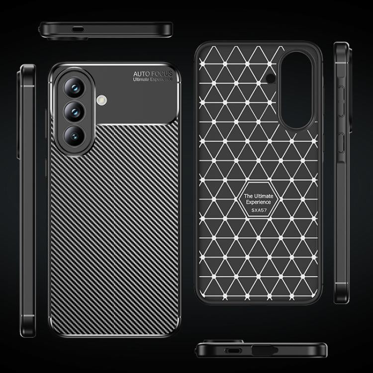 For Samsung Galaxy A57 5G Carbon Fiber Texture Shockproof TPU Phone Case - Black