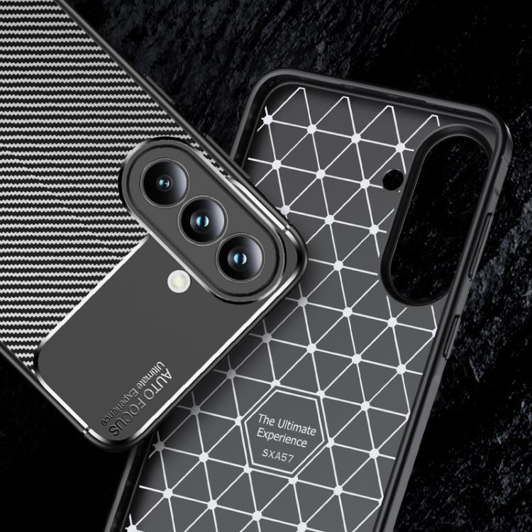 For Samsung Galaxy A57 5G Carbon Fiber Texture Shockproof TPU Phone Case - Black