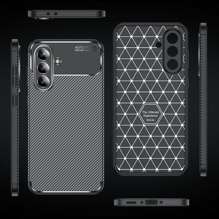 For Samsung Galaxy A37 5G Carbon Fiber Texture Shockproof TPU Phone Case - Black