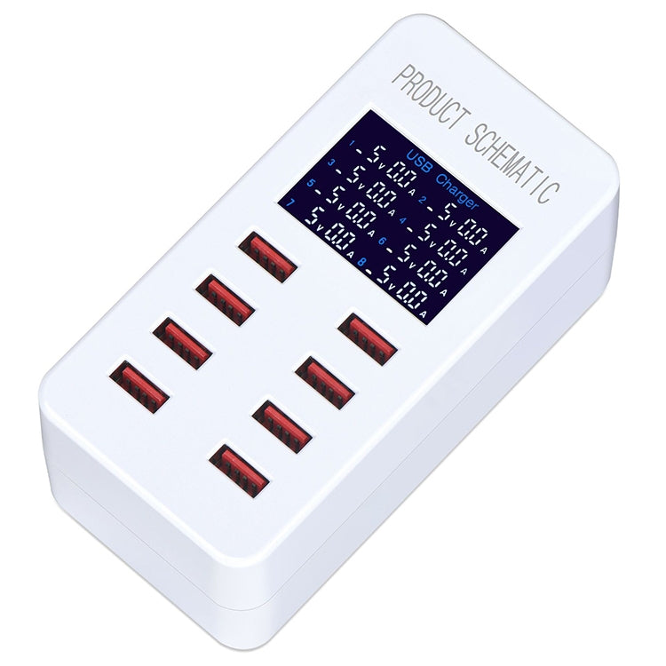 A8B 50W 8 Ports USB Smart Charging Station with Digital Display, Plug:UK Plug