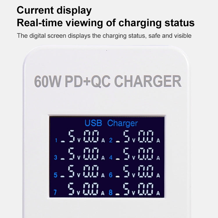 A8B 50W 8 Ports USB Smart Charging Station with Digital Display, Plug:AU Plug