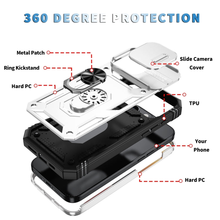 For iPhone 16 Pro Sliding Camshield TPU + PC Phone Case with Holder