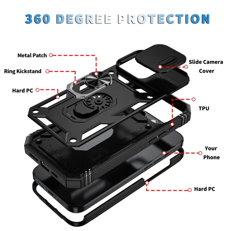 For iPhone 16 Pro Sliding Camshield TPU + PC Phone Case with Holder
