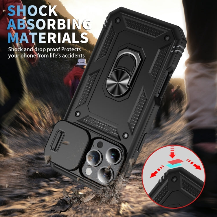 For iPhone 16 Pro Sliding Camshield TPU + PC Phone Case with Holder