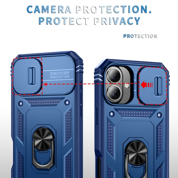 For iPhone 16 Plus Sliding Camshield TPU + PC Phone Case with Holder