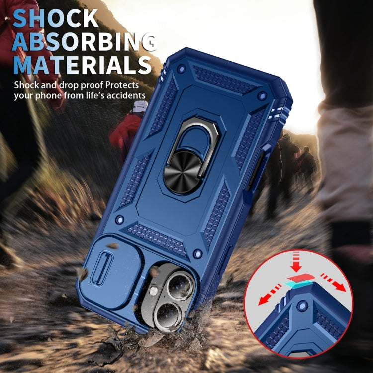 For iPhone 16 Plus Sliding Camshield TPU + PC Phone Case with Holder
