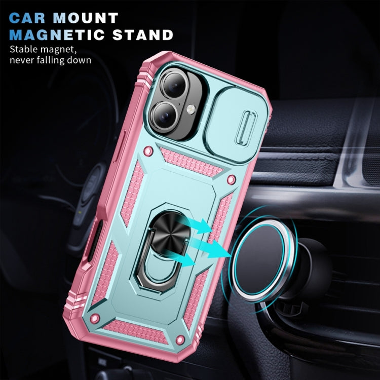 For iPhone 16 Plus Sliding Camshield TPU + PC Phone Case with Holder