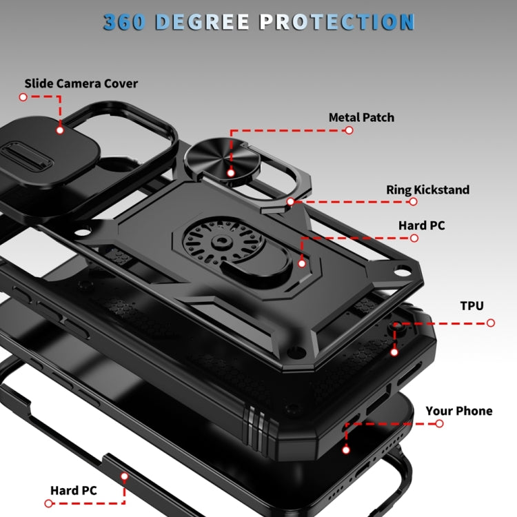 For iPhone 16 Plus Sliding Camshield TPU + PC Phone Case with Holder