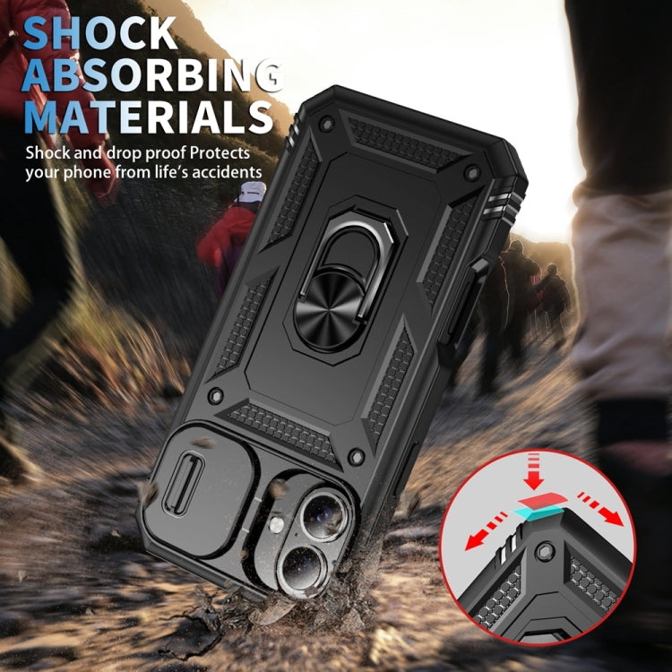 For iPhone 16 Plus Sliding Camshield TPU + PC Phone Case with Holder