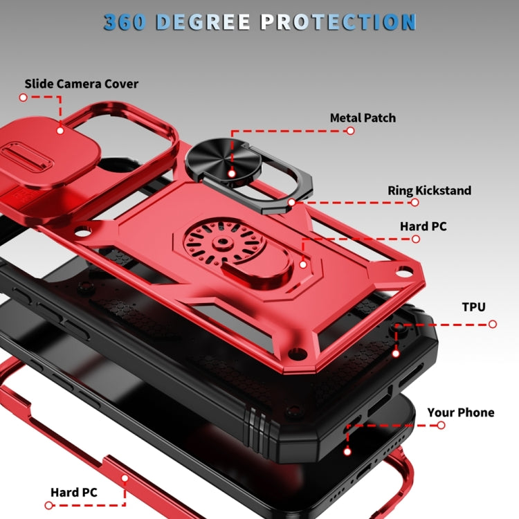 For iPhone 16 Plus Sliding Camshield TPU + PC Phone Case with Holder