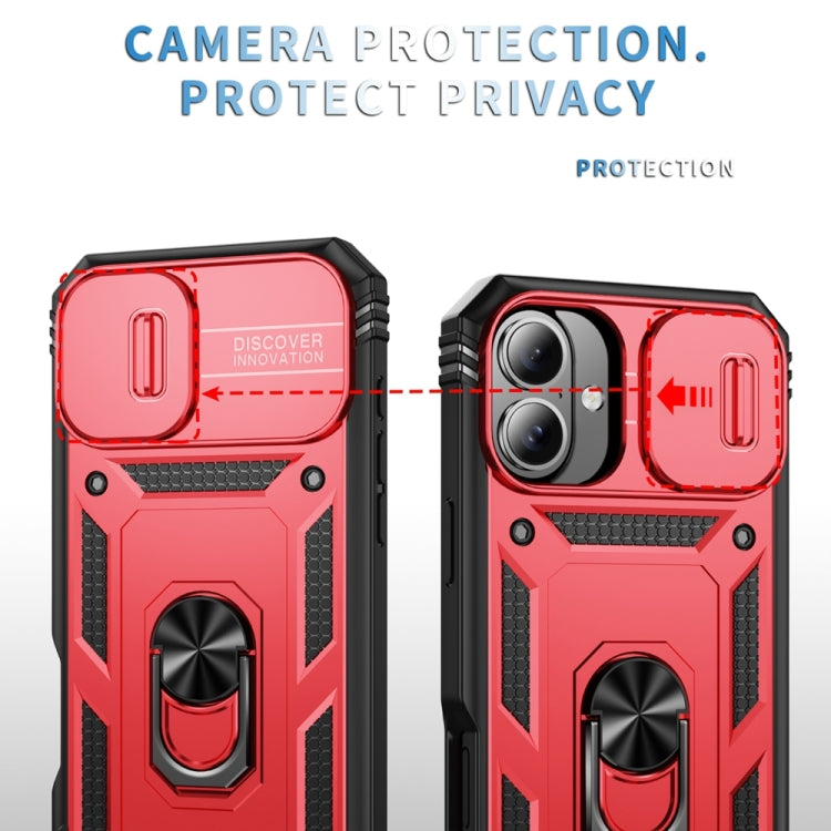 For iPhone 16 Plus Sliding Camshield TPU + PC Phone Case with Holder