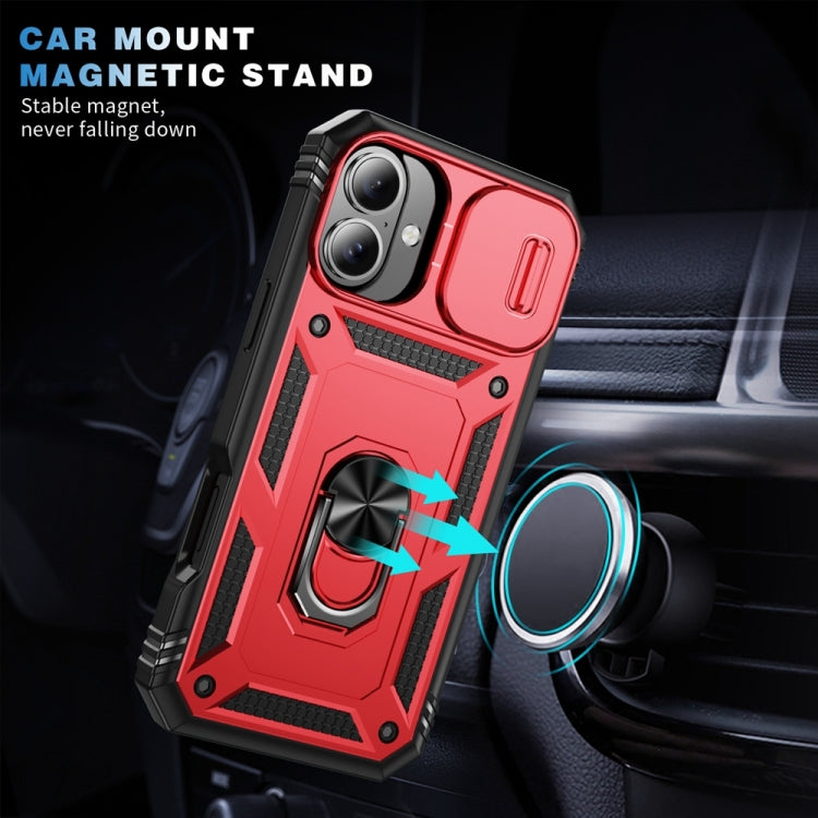 For iPhone 16 Plus Sliding Camshield TPU + PC Phone Case with Holder