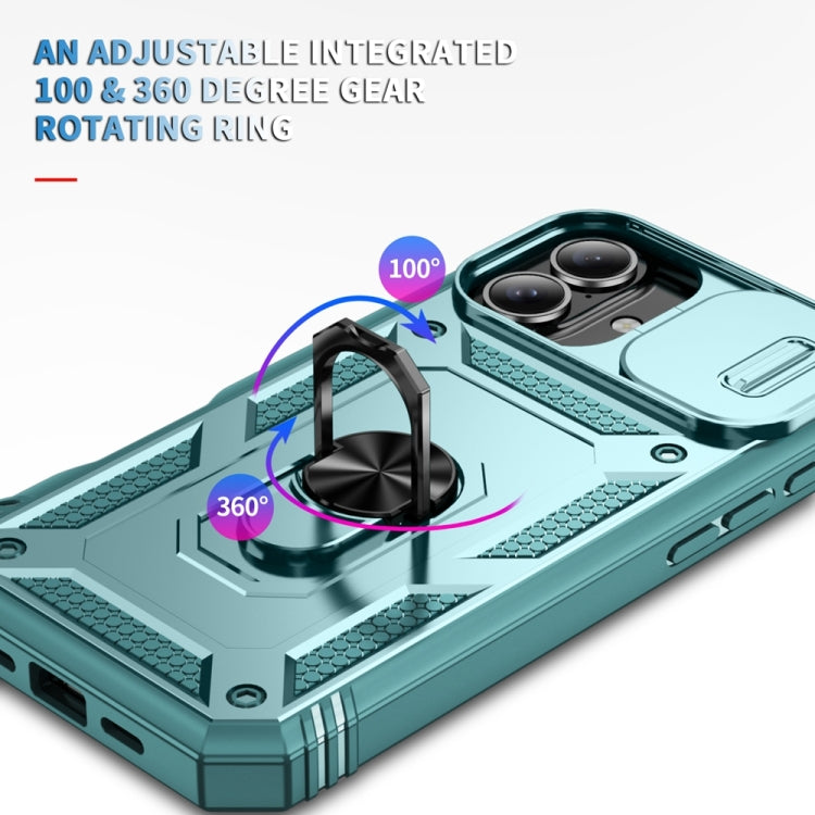 For iPhone 16 Plus Sliding Camshield TPU + PC Phone Case with Holder