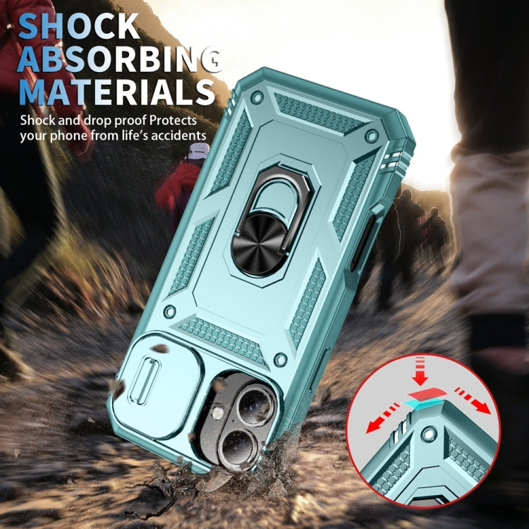 For iPhone 16 Plus Sliding Camshield TPU + PC Phone Case with Holder