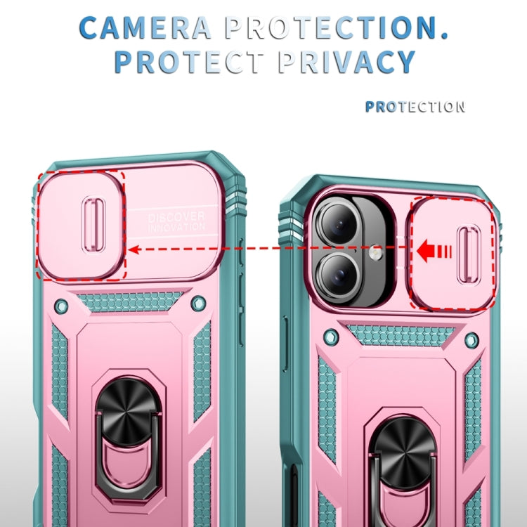 For iPhone 16 Plus Sliding Camshield TPU + PC Phone Case with Holder