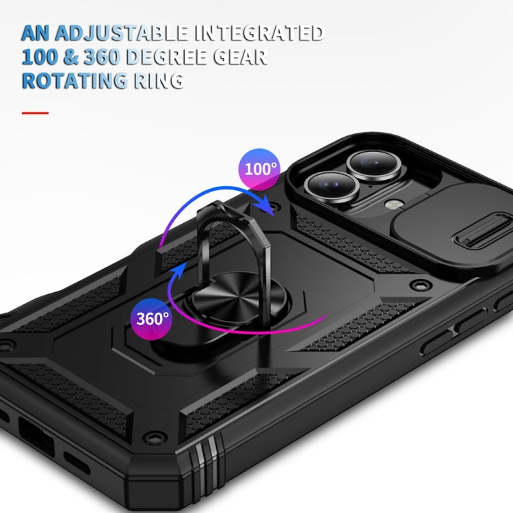 For iPhone 16 Sliding Camshield TPU + PC Phone Case with Holder