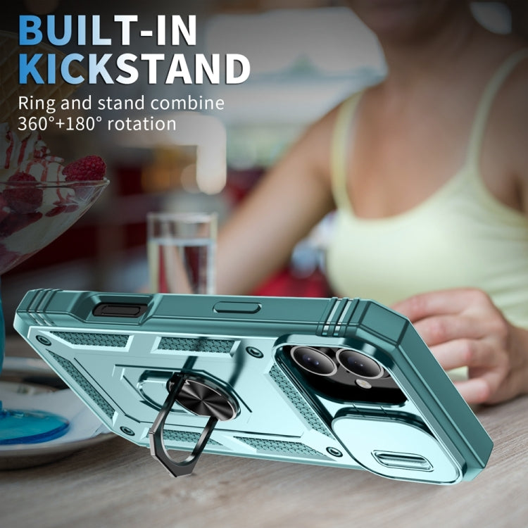 For iPhone 16 Sliding Camshield TPU + PC Phone Case with Holder