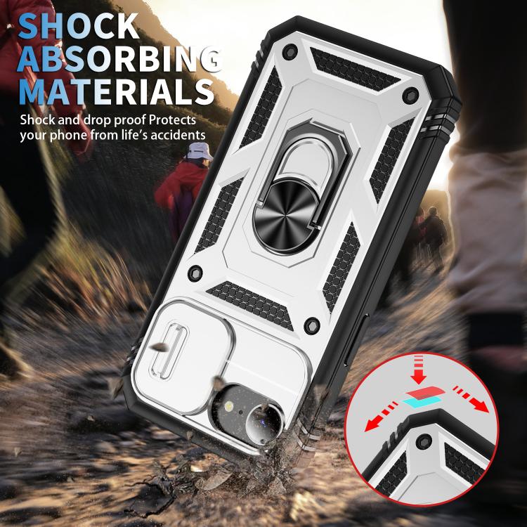 For iPhone 17e / 16e Sliding Camshield TPU + PC Phone Case with Holder