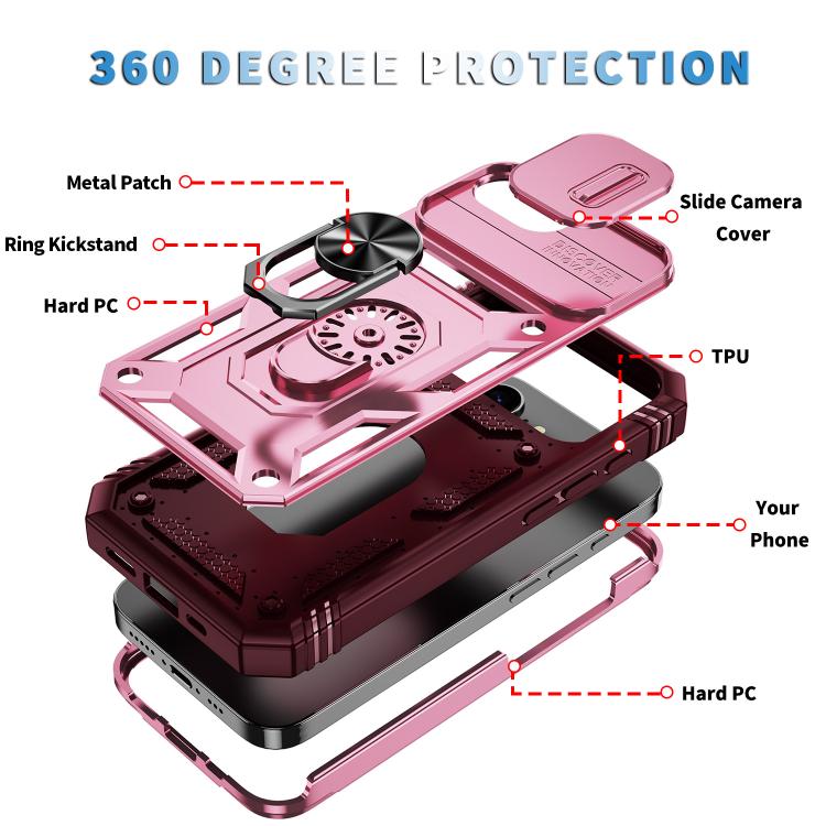 For iPhone 17e / 16e Sliding Camshield TPU + PC Phone Case with Holder