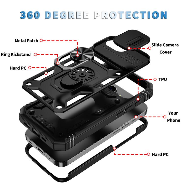 For iPhone 17e / 16e Sliding Camshield TPU + PC Phone Case with Holder