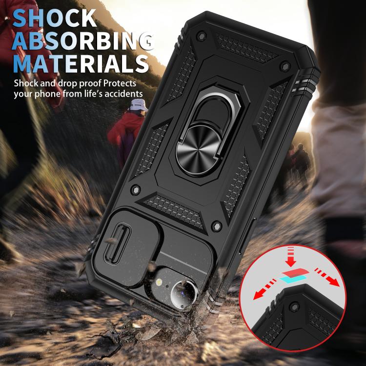 For iPhone 17e / 16e Sliding Camshield TPU + PC Phone Case with Holder