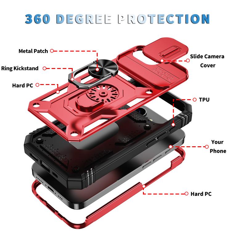 For iPhone 17e / 16e Sliding Camshield TPU + PC Phone Case with Holder