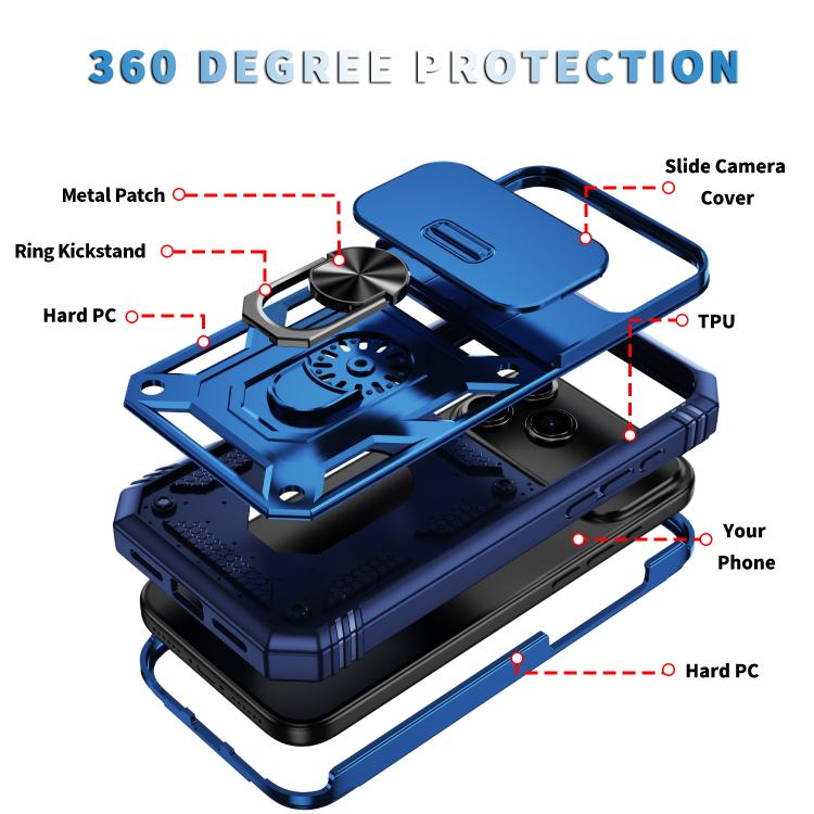 For iPhone 17 Pro Max Sliding Camshield TPU + PC Phone Case with Holder