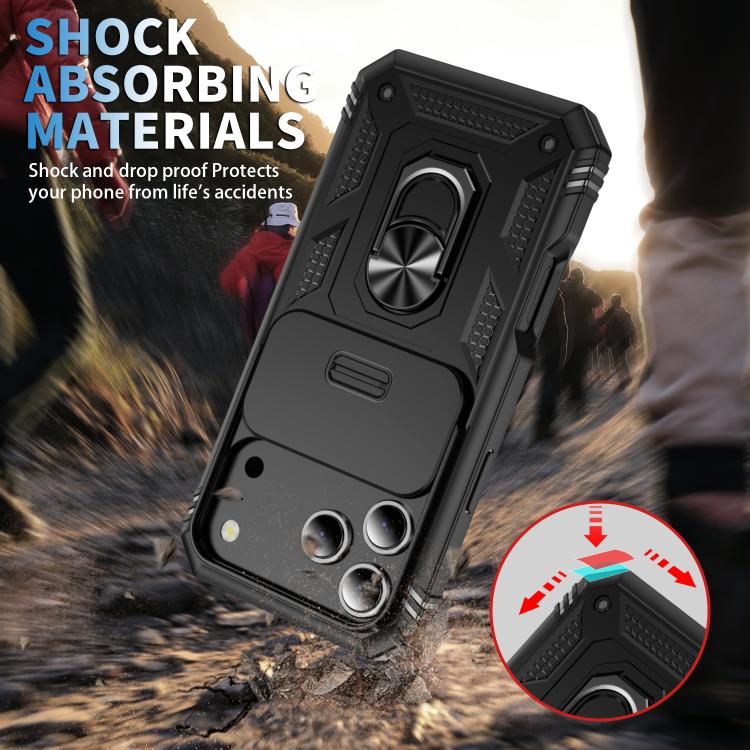 For iPhone 17 Pro Max Sliding Camshield TPU + PC Phone Case with Holder