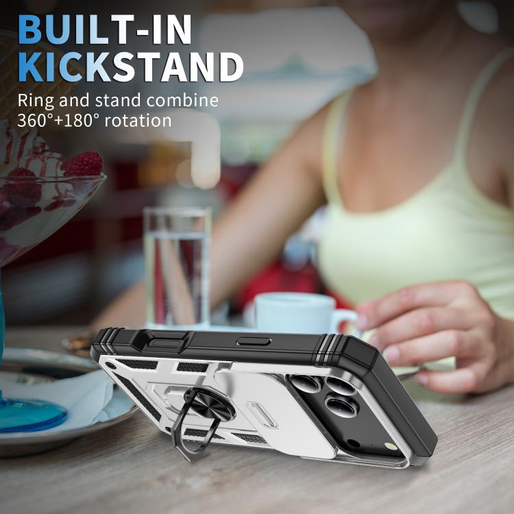 For iPhone 17 Pro Sliding Camshield TPU + PC Phone Case with Holder