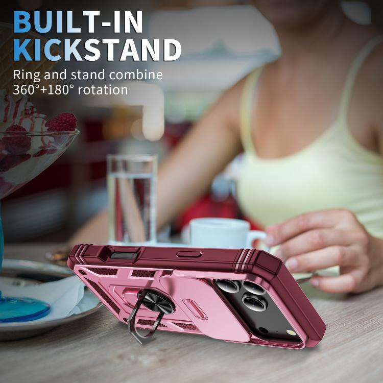 For iPhone 17 Pro Sliding Camshield TPU + PC Phone Case with Holder