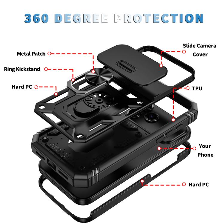 For iPhone 17 Pro Sliding Camshield TPU + PC Phone Case with Holder